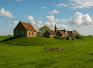 Traditional terp village in Friesland, Netherlands, illustrating the Frisians' historic adaptation to coastal flooding
