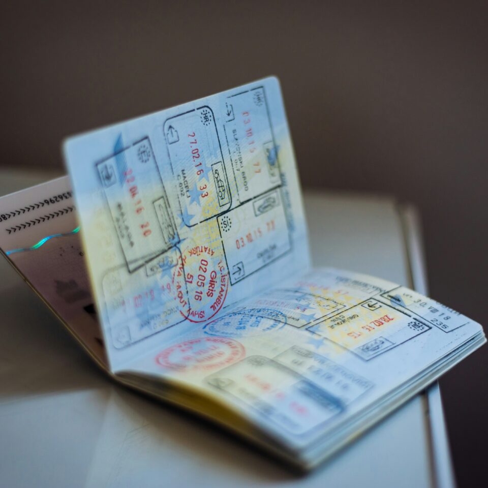 Schengen passport filled with European entry and exit stamps
